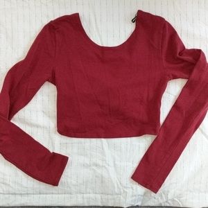 Cross-back long sleeve crop top